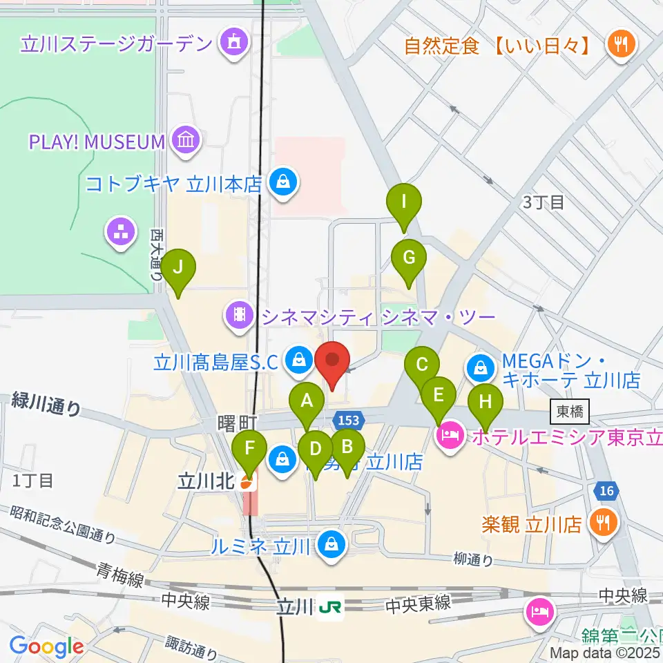 立川シネマシティ シネマ・ワン周辺のコンビニエンスストア一覧地図