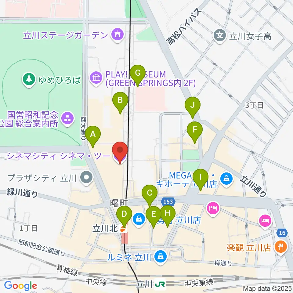 立川シネマシティ シネマ・ツー周辺のコンビニエンスストア一覧地図