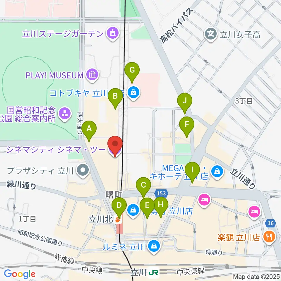 立川シネマシティ シネマ・ツー周辺のコンビニエンスストア一覧地図