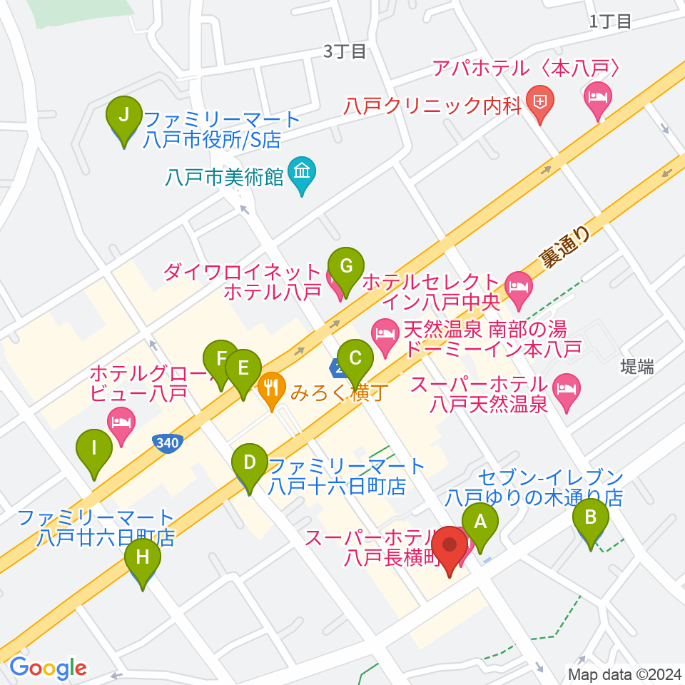 八戸フォーミー周辺のコンビニエンスストア一覧地図