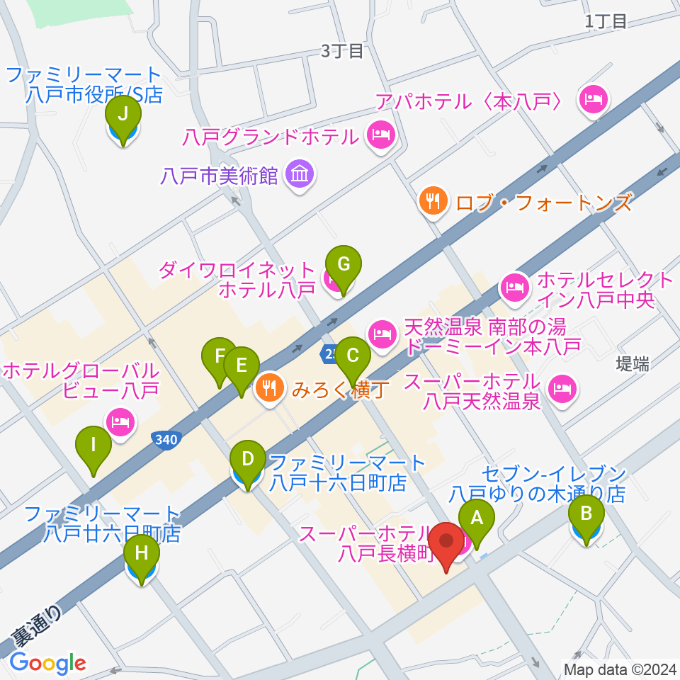 八戸フォーミー周辺のコンビニエンスストア一覧地図