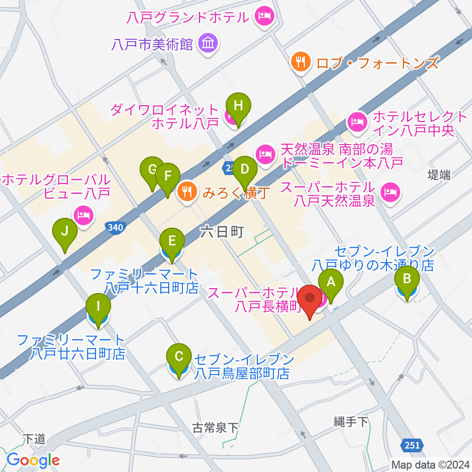 八戸フォーミー周辺のコンビニエンスストア一覧地図