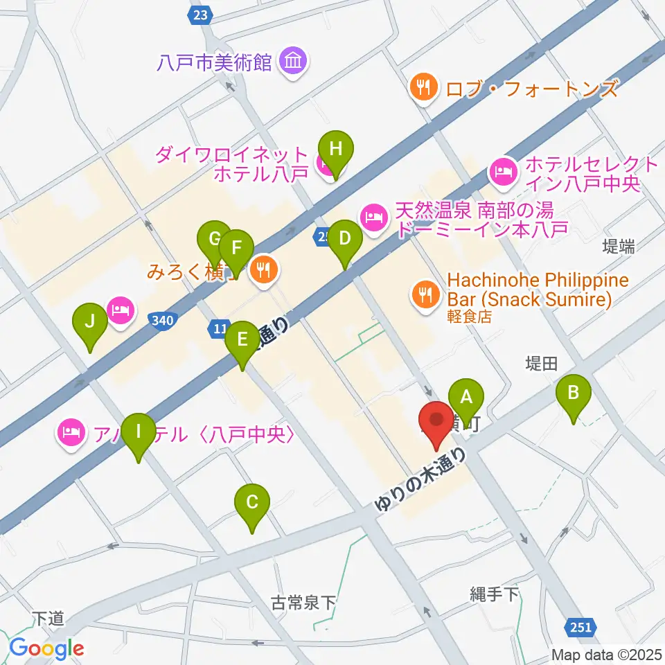 八戸フォーミー周辺のコンビニエンスストア一覧地図