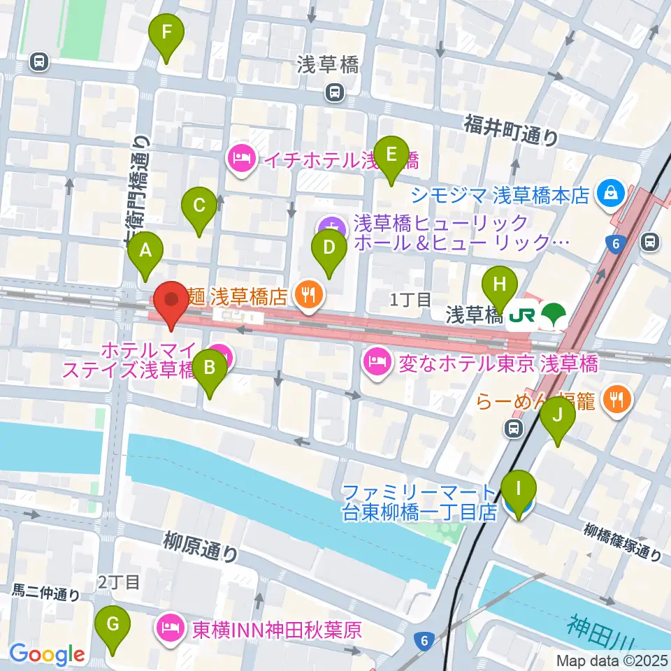 浅草橋マンホール周辺のコンビニエンスストア一覧地図