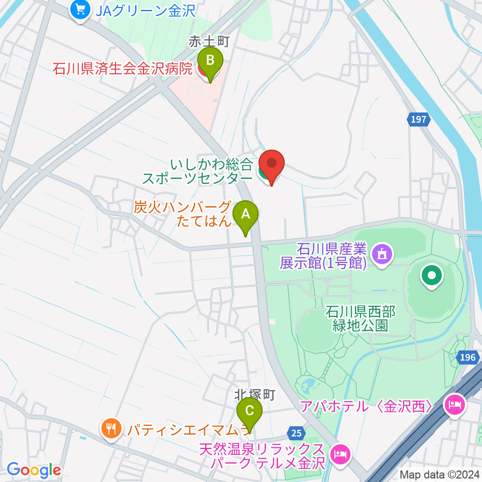 いしかわ総合スポーツセンター周辺のコンビニエンスストア一覧地図