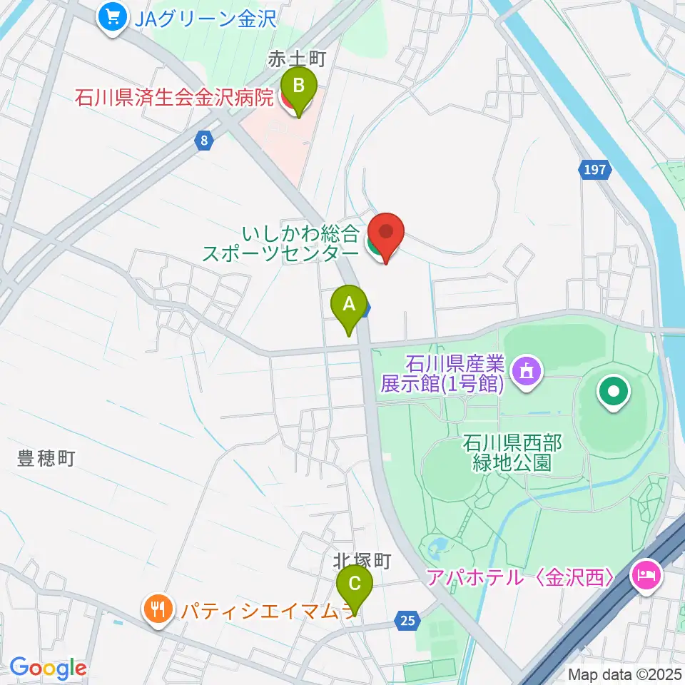 いしかわ総合スポーツセンター周辺のコンビニエンスストア一覧地図