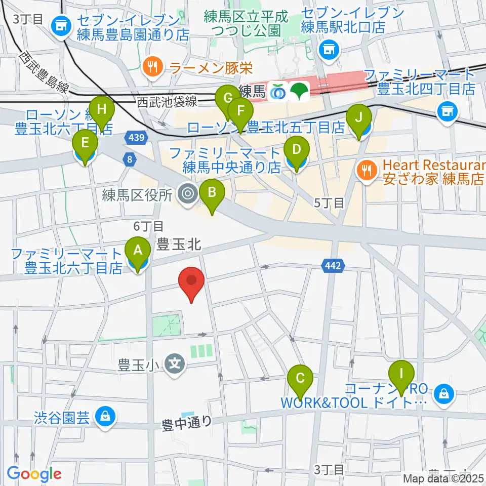 練馬区立生涯学習センター周辺のコンビニエンスストア一覧地図