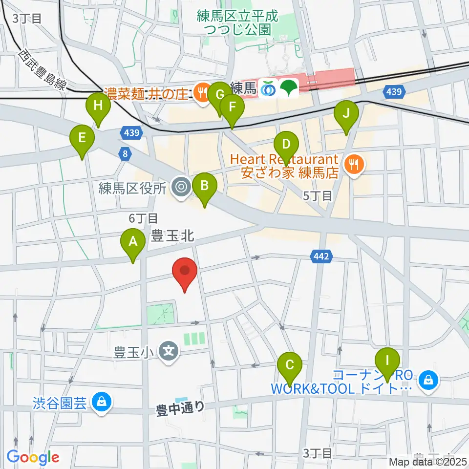 練馬区立生涯学習センター周辺のコンビニエンスストア一覧地図