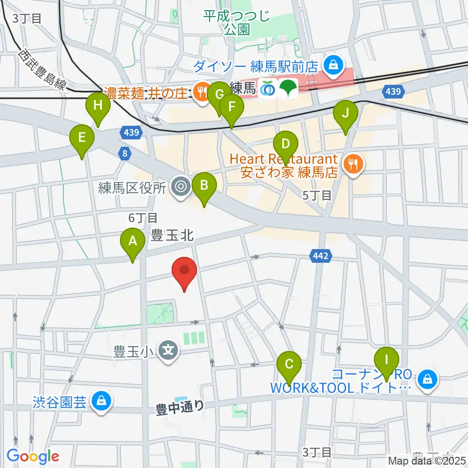 練馬区立生涯学習センター周辺のコンビニエンスストア一覧地図