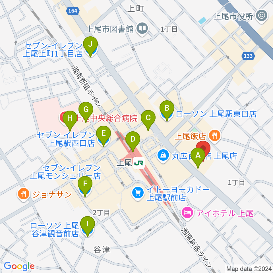 ワイワイミュージックカンパニー音楽スクール周辺のコンビニエンスストア一覧地図