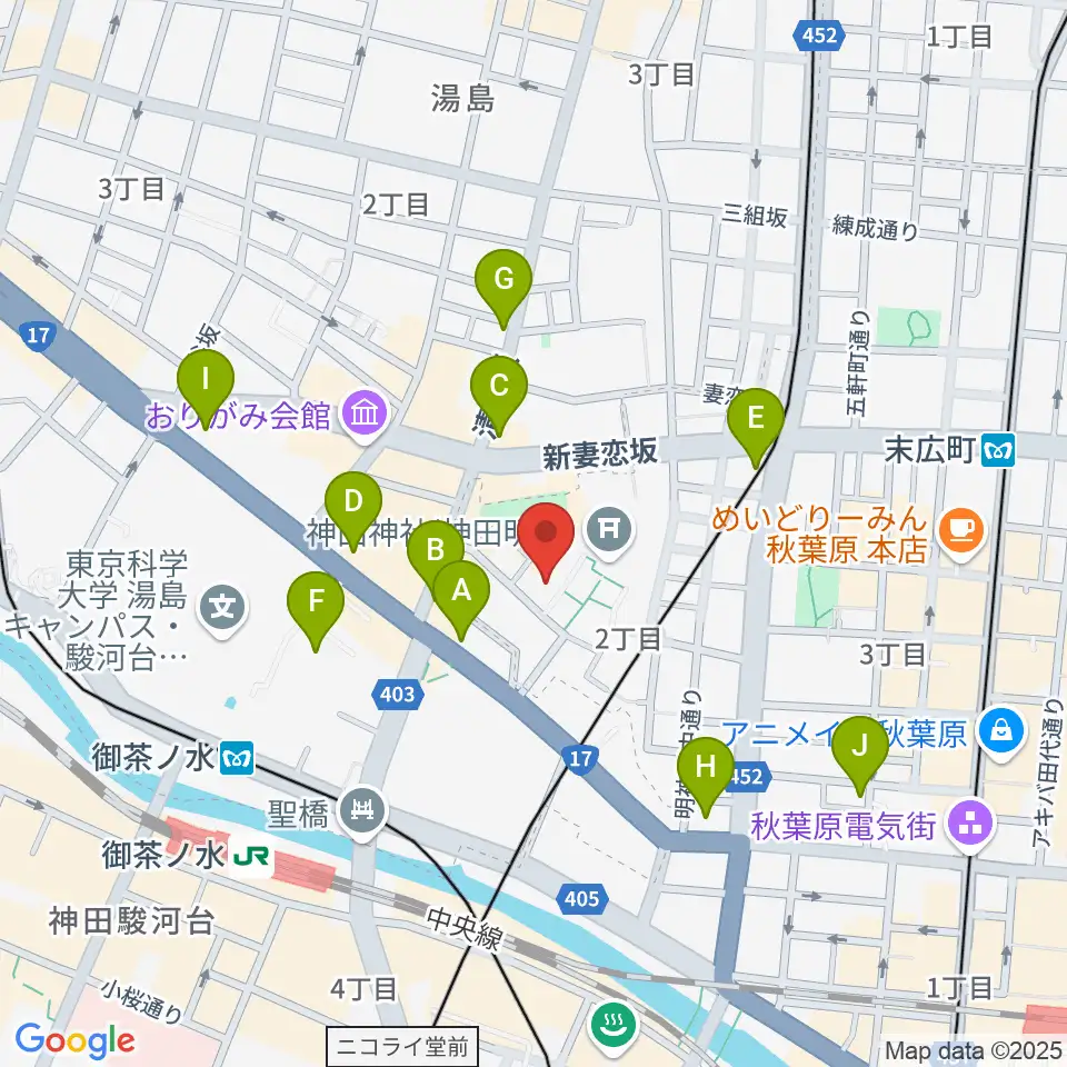 神田明神ホール周辺のコンビニエンスストア一覧地図