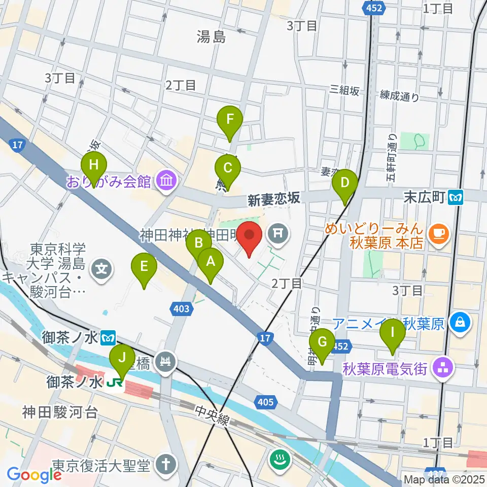神田明神ホール周辺のコンビニエンスストア一覧地図