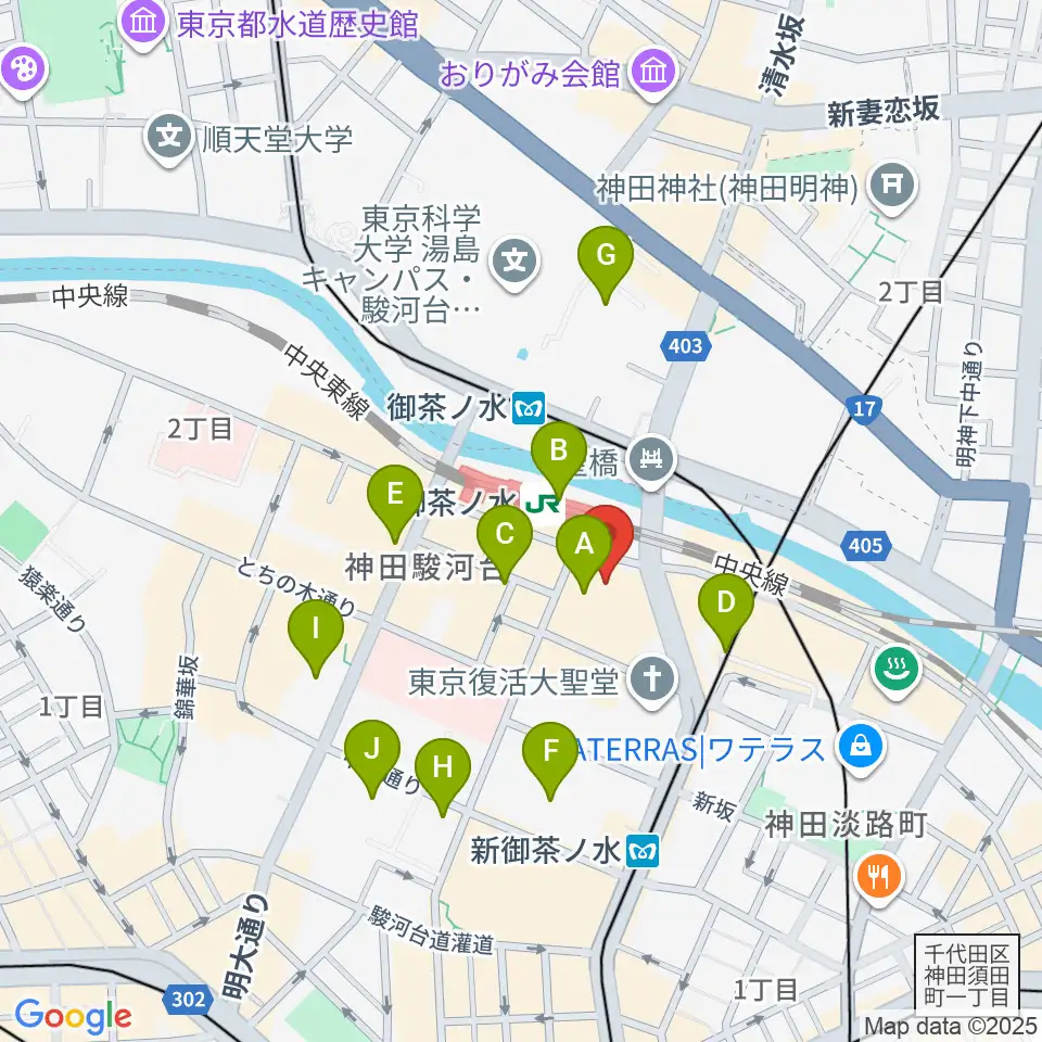 ディスクユニオンお茶の水駅前店周辺のコンビニエンスストア一覧地図