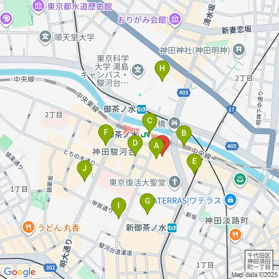 ディスクユニオンお茶の水駅前店周辺のコンビニエンスストア一覧地図