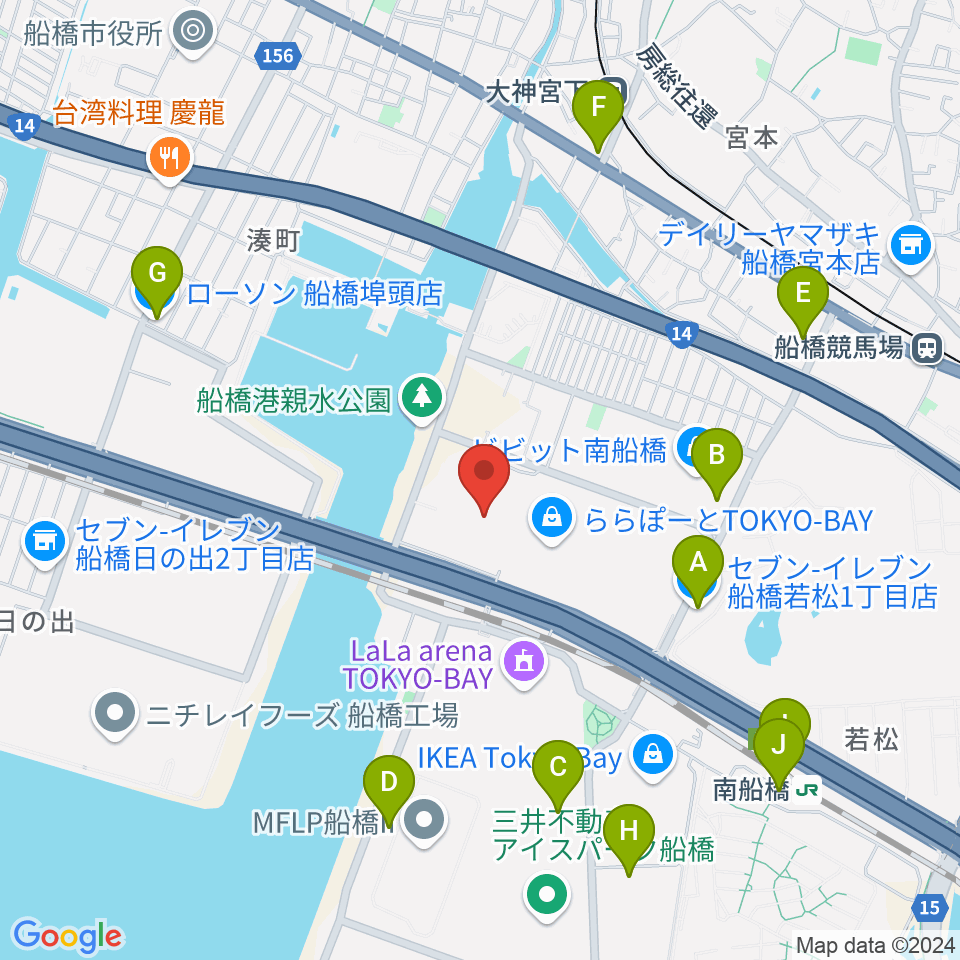 TOHOシネマズららぽーと船橋周辺のコンビニエンスストア一覧地図