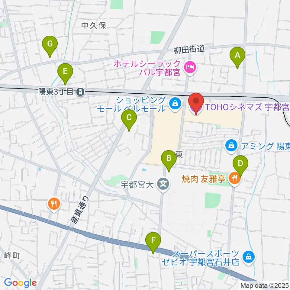 TOHOシネマズ宇都宮周辺のコンビニエンスストア一覧地図