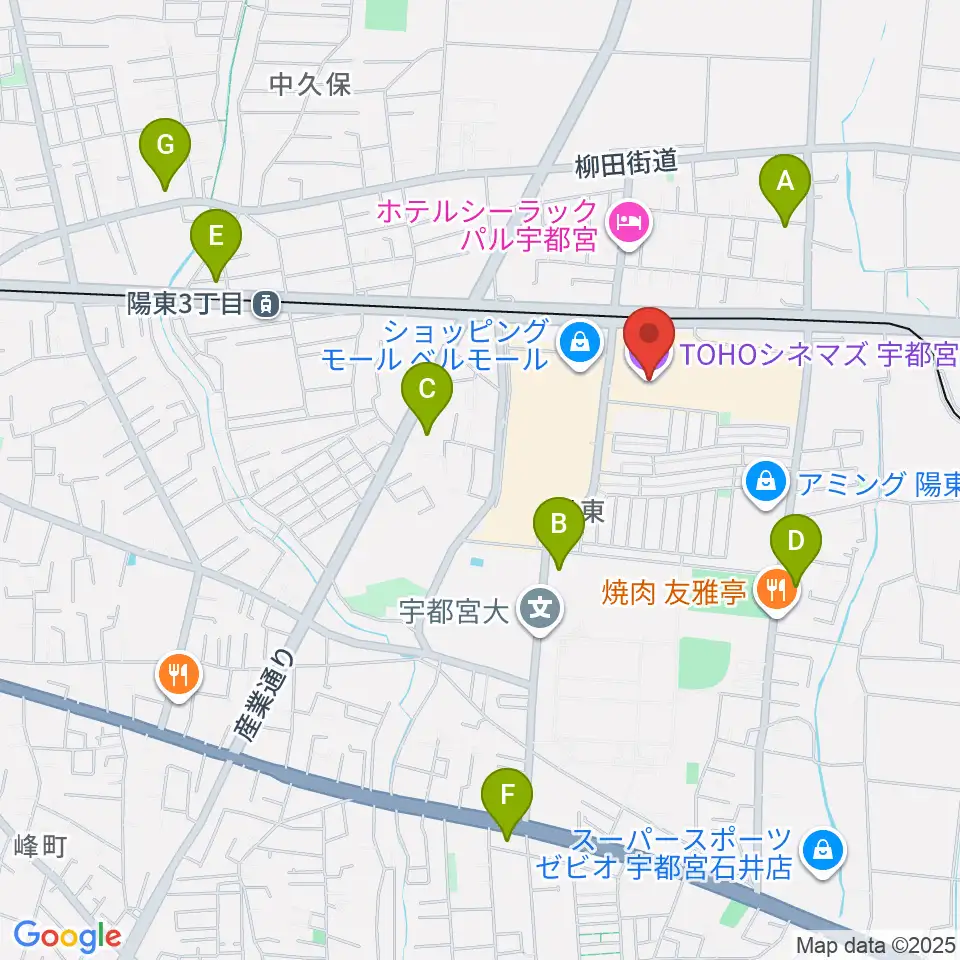 TOHOシネマズ宇都宮周辺のコンビニエンスストア一覧地図