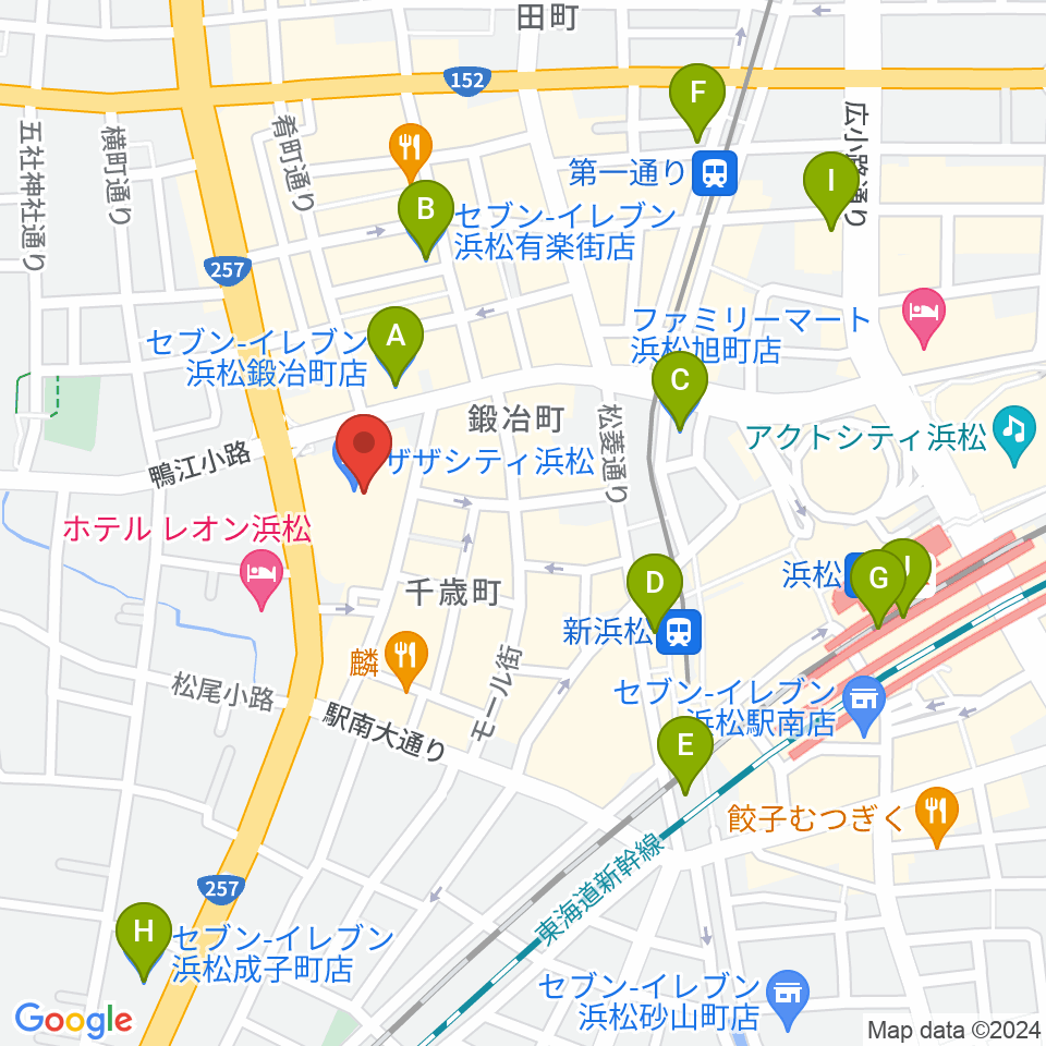 TOHOシネマズ浜松周辺のコンビニエンスストア一覧地図