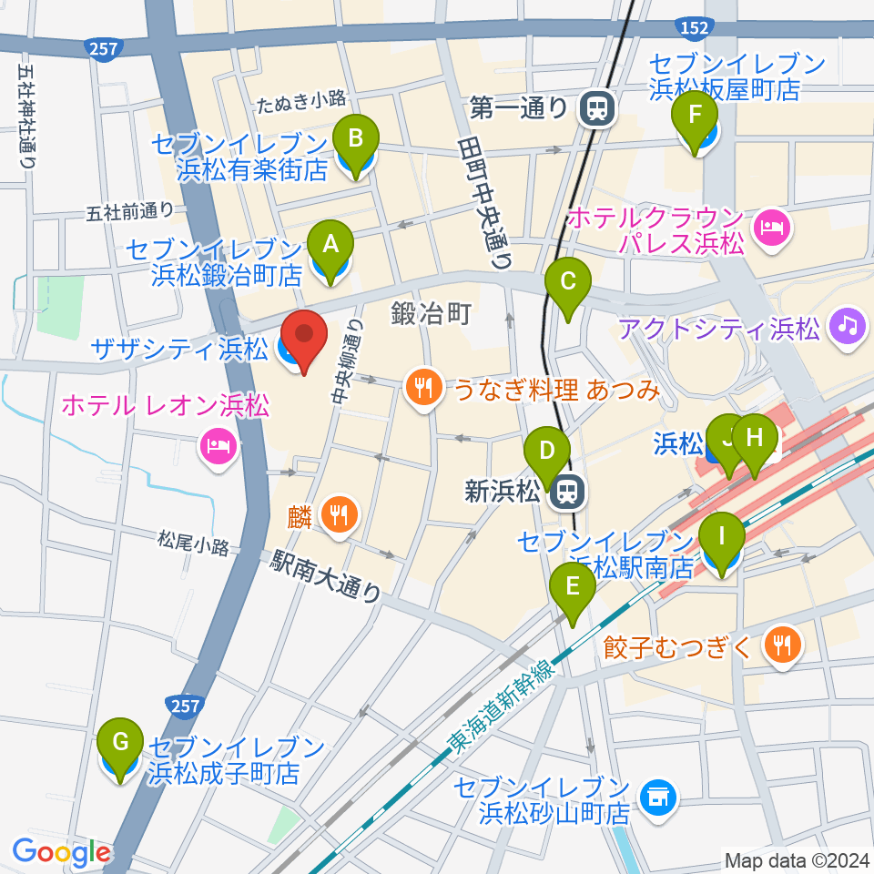 TOHOシネマズ浜松周辺のコンビニエンスストア一覧地図