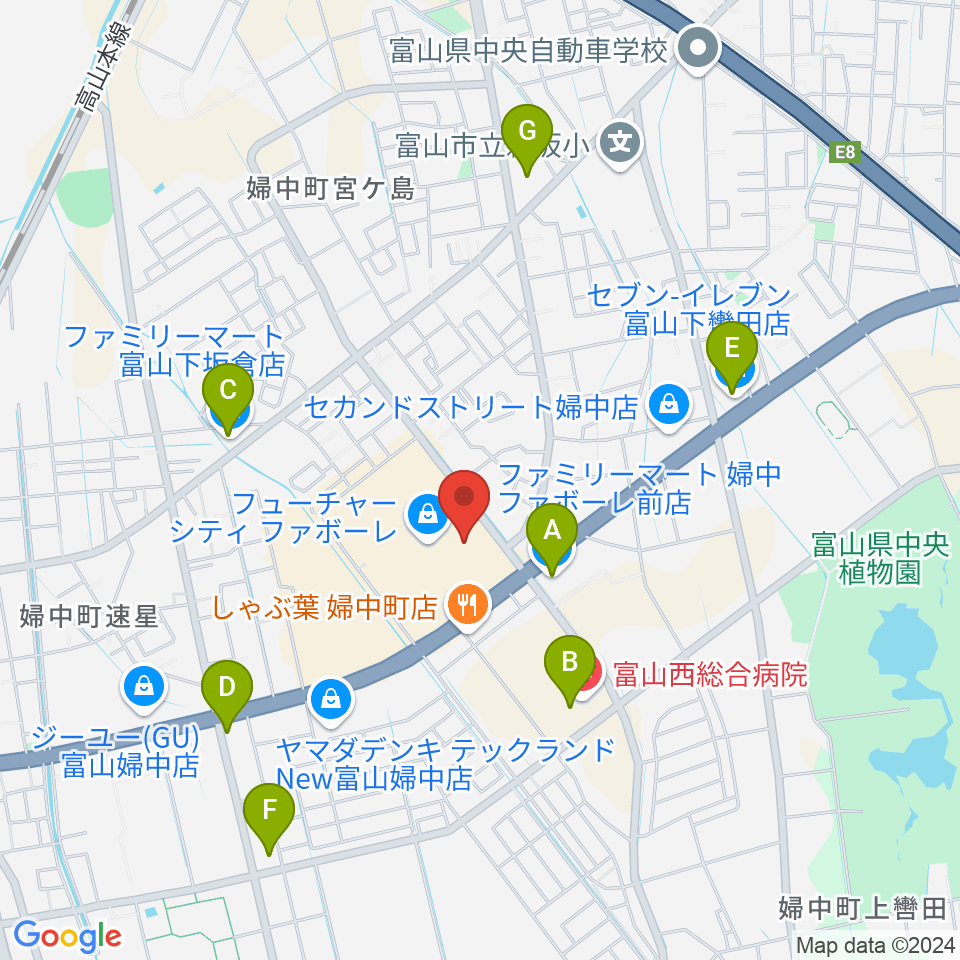 TOHOシネマズ ファボーレ富山周辺のコンビニエンスストア一覧地図