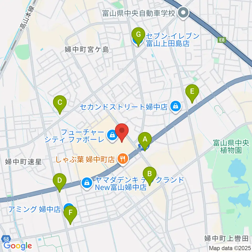 TOHOシネマズ ファボーレ富山周辺のコンビニエンスストア一覧地図