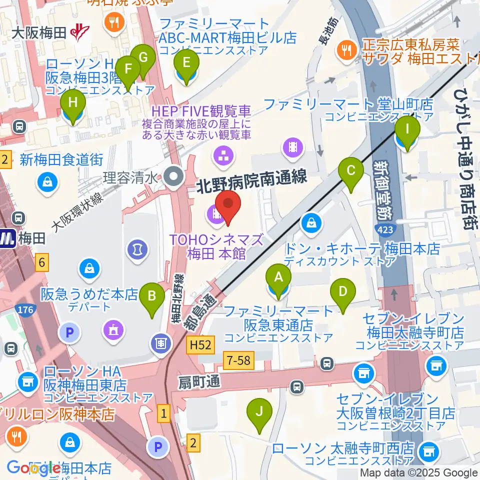 TOHOシネマズ梅田周辺のコンビニエンスストア一覧地図