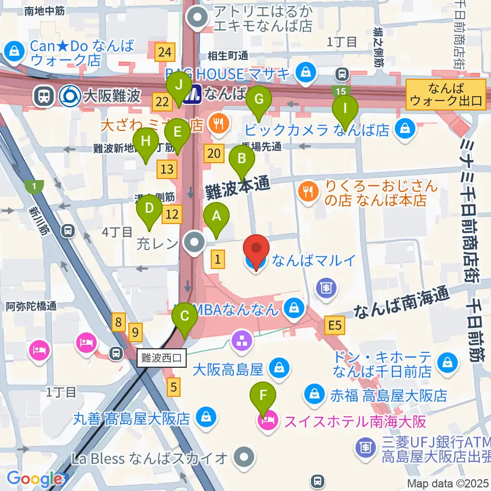 TOHOシネマズなんば本館周辺のコンビニエンスストア一覧地図
