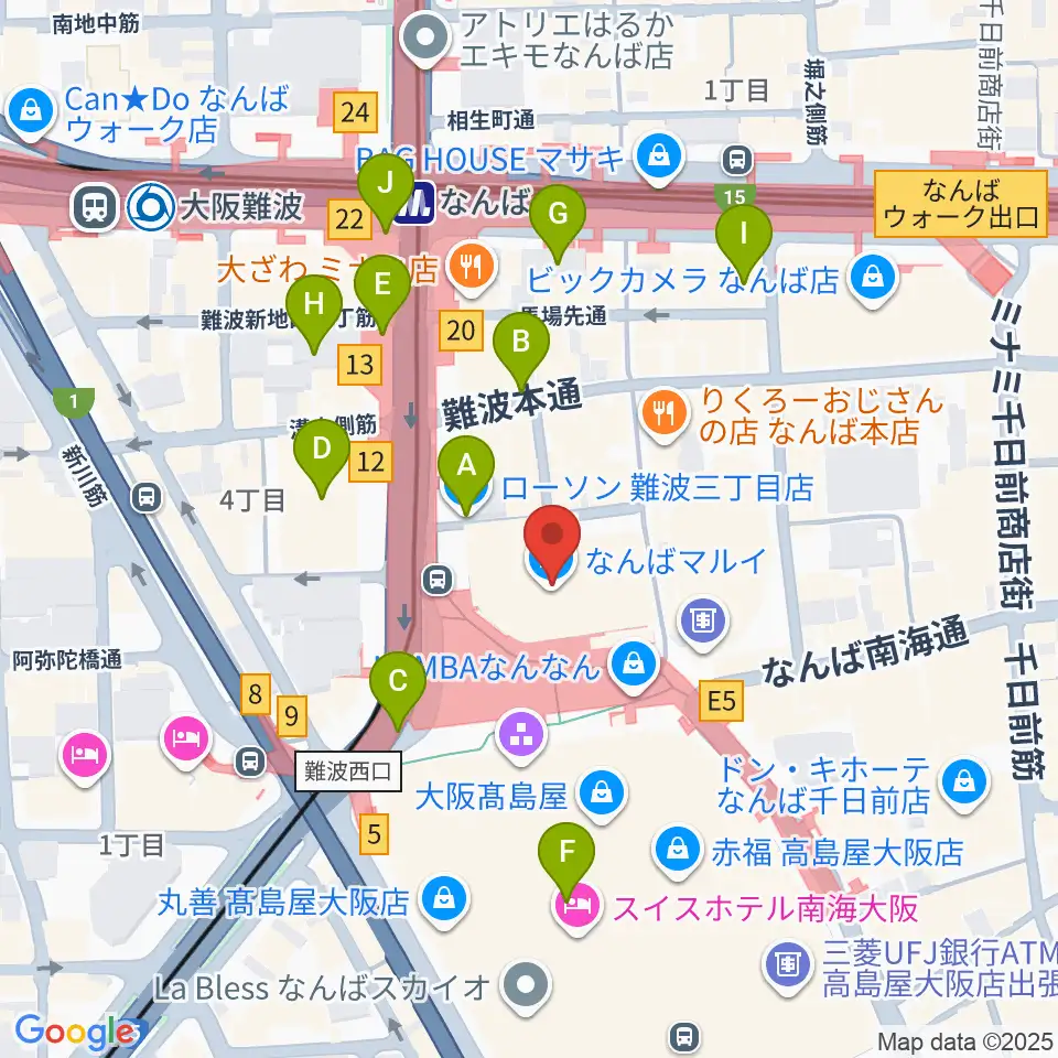 TOHOシネマズなんば本館周辺のコンビニエンスストア一覧地図