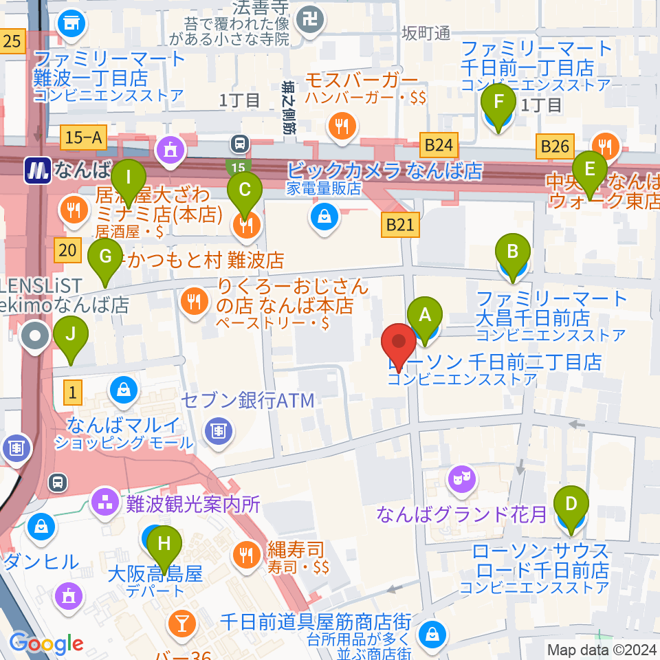 TOHOシネマズなんば別館周辺のコンビニエンスストア一覧地図