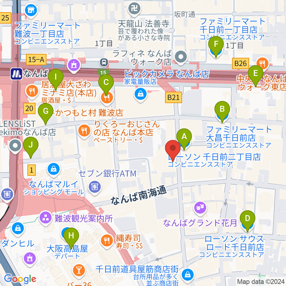 TOHOシネマズなんば別館周辺のコンビニエンスストア一覧地図