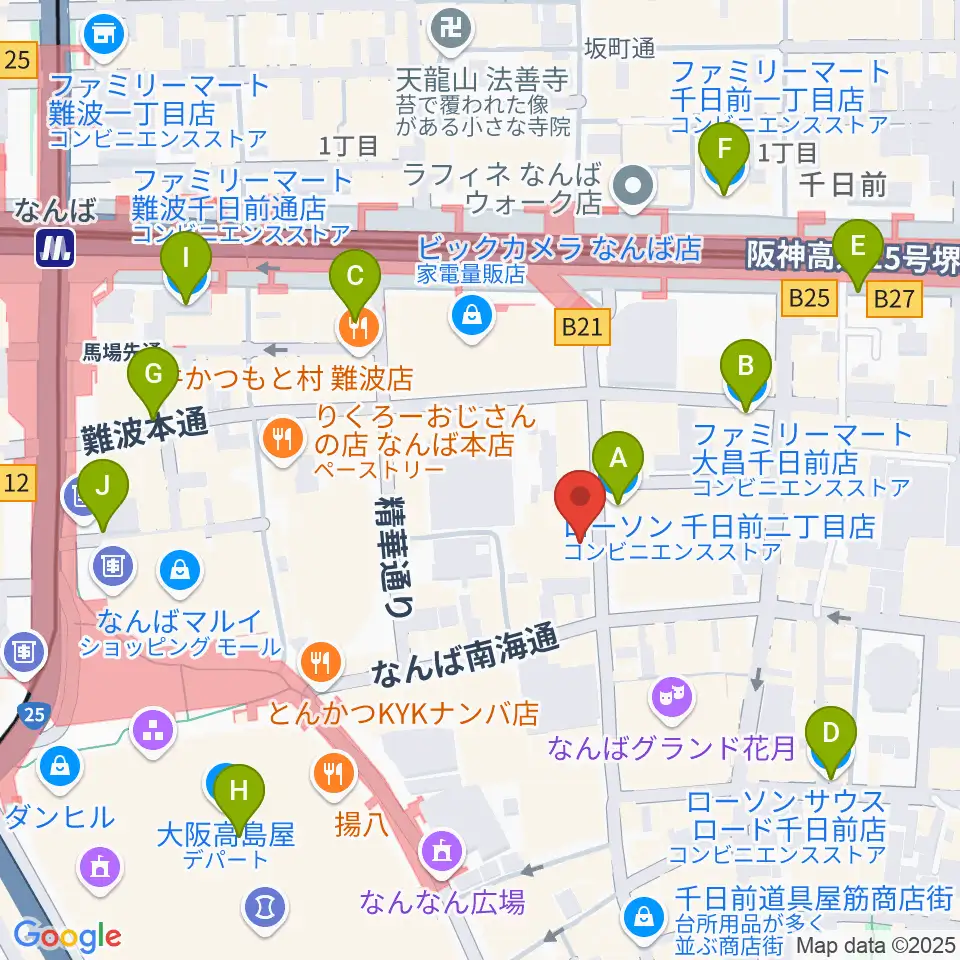TOHOシネマズなんば別館周辺のコンビニエンスストア一覧地図