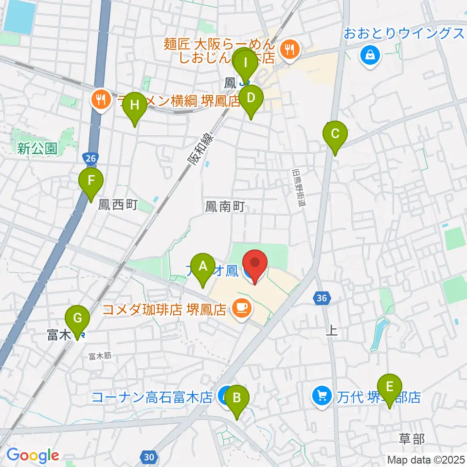 TOHOシネマズ鳳周辺のコンビニエンスストア一覧地図