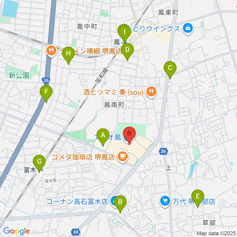 TOHOシネマズ鳳周辺のコンビニエンスストア一覧地図