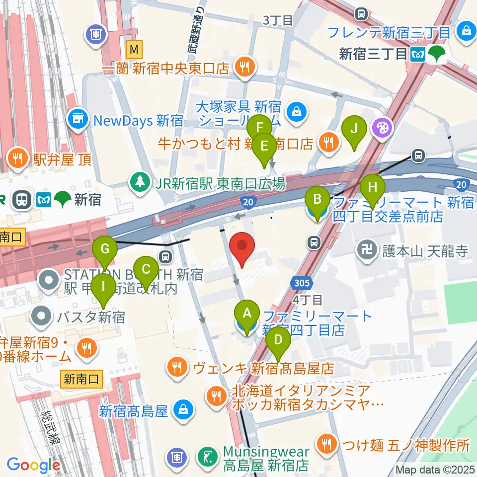 スタジオペンタ新宿店周辺のコンビニエンスストア一覧地図