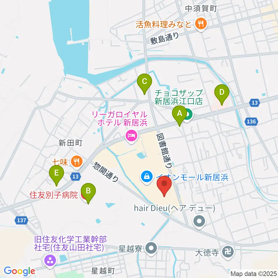 TOHOシネマズ新居浜周辺のコンビニエンスストア一覧地図