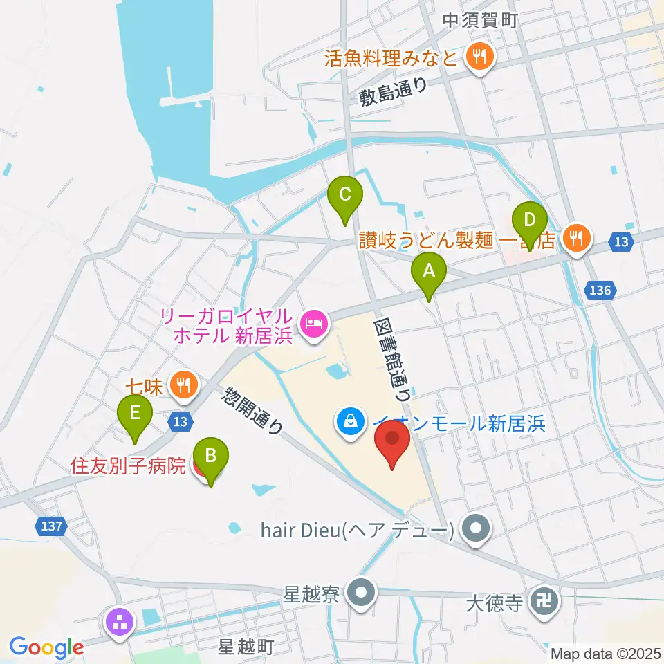 TOHOシネマズ新居浜周辺のコンビニエンスストア一覧地図