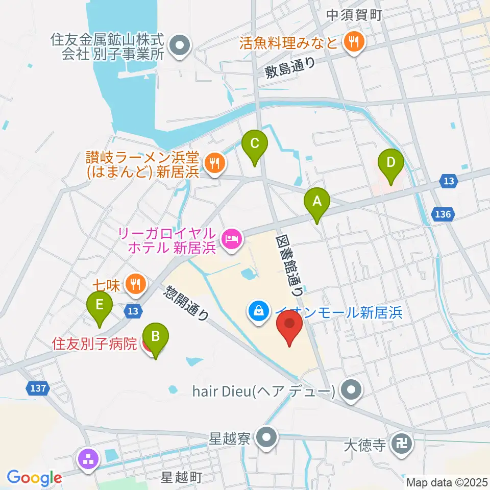 TOHOシネマズ新居浜周辺のコンビニエンスストア一覧地図