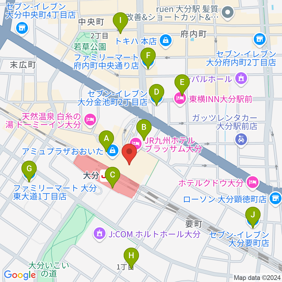 TOHOシネマズ アミュプラザおおいた周辺のコンビニエンスストア一覧地図