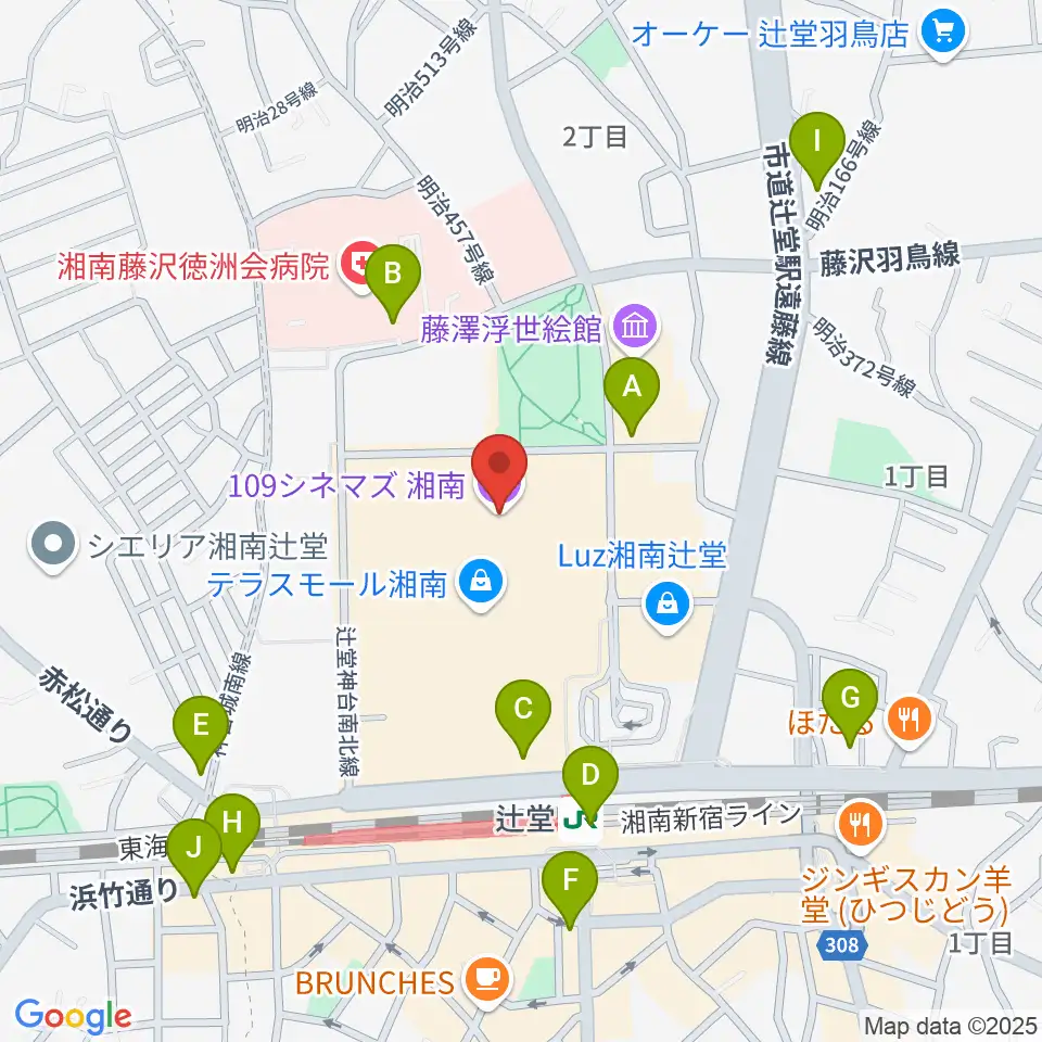 109シネマズ湘南周辺のコンビニエンスストア一覧地図