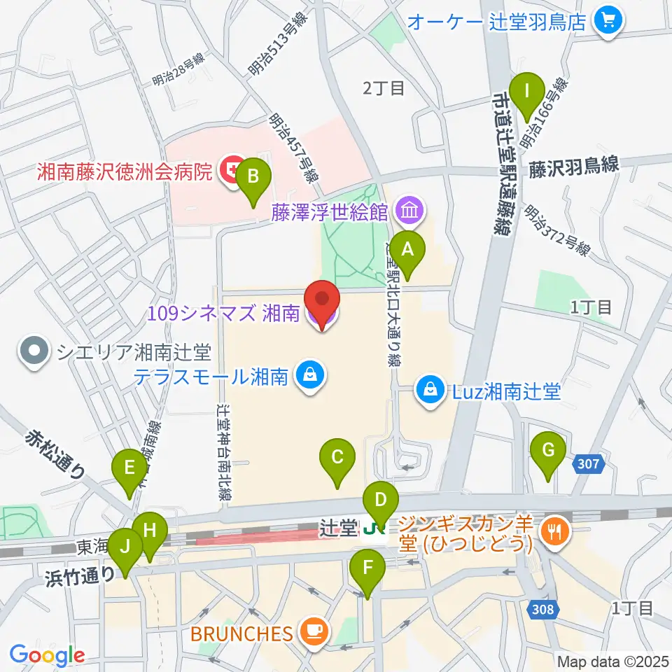 109シネマズ湘南周辺のコンビニエンスストア一覧地図