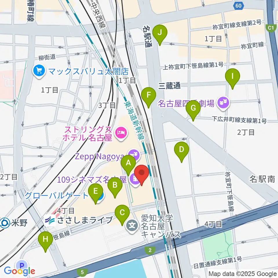 109シネマズ名古屋周辺のコンビニエンスストア一覧地図