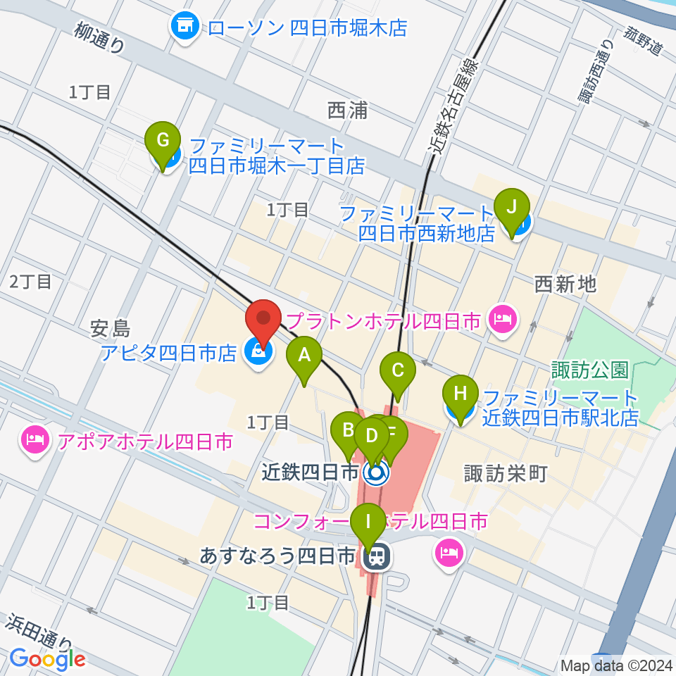 109シネマズ四日市周辺のコンビニエンスストア一覧地図