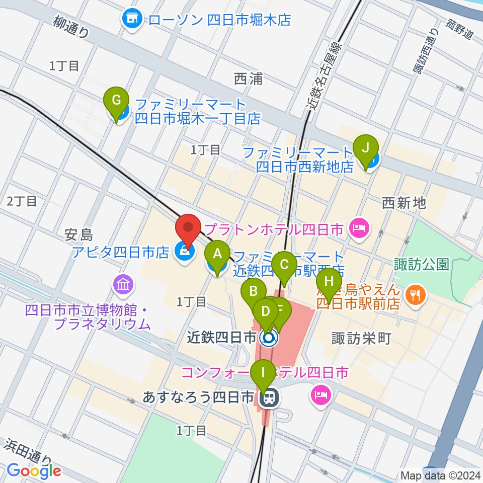 109シネマズ四日市周辺のコンビニエンスストア一覧地図