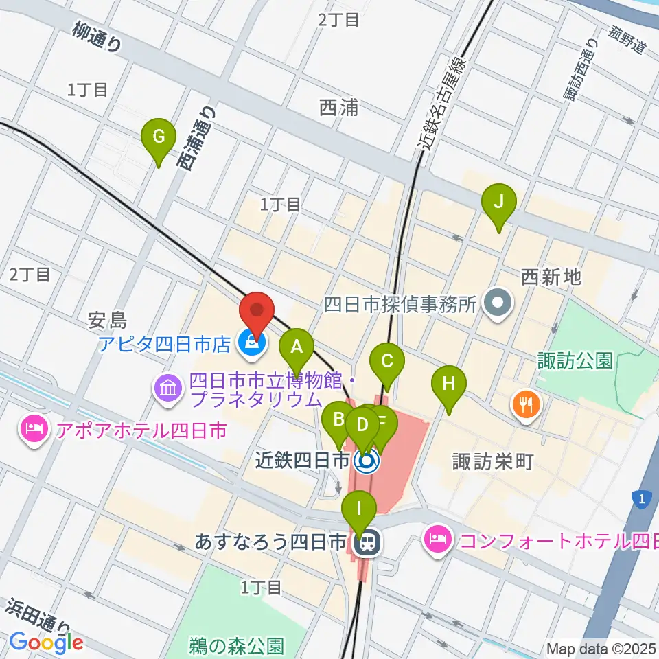 109シネマズ四日市周辺のコンビニエンスストア一覧地図