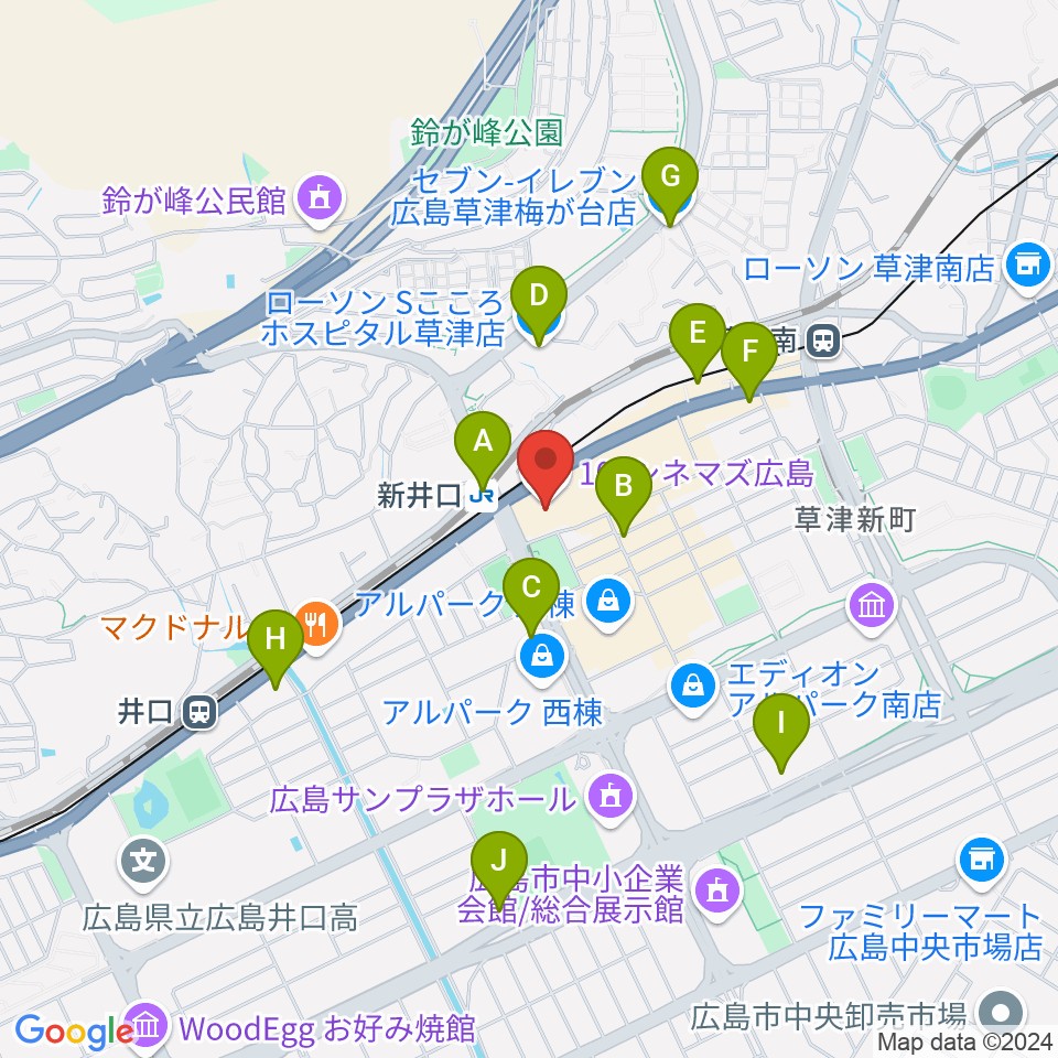 109シネマズ広島周辺のコンビニエンスストア一覧地図