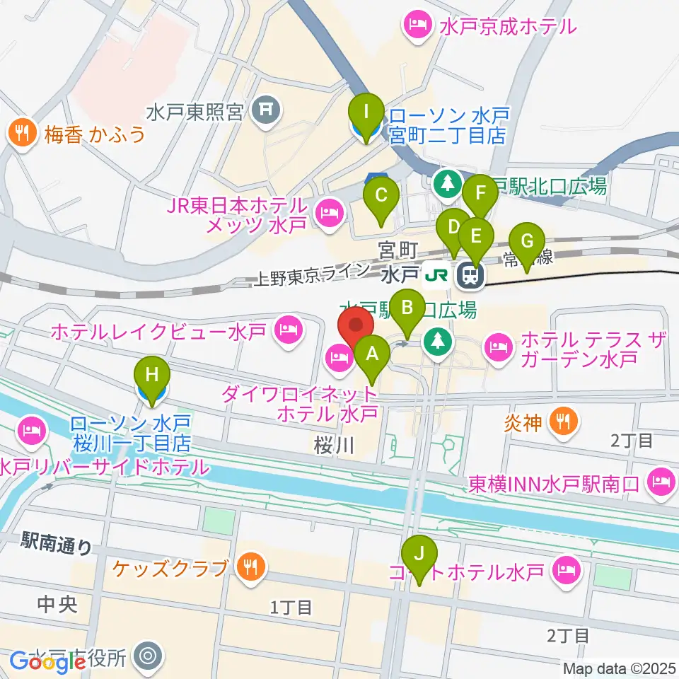 ユナイテッド・シネマ水戸周辺のコンビニエンスストア一覧地図