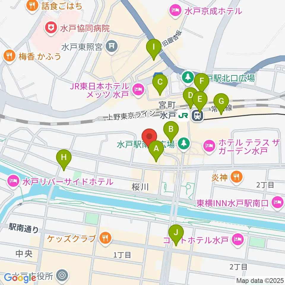ユナイテッド・シネマ水戸周辺のコンビニエンスストア一覧地図