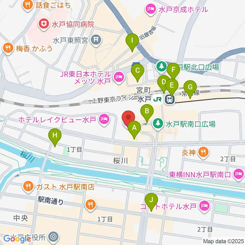 ユナイテッド・シネマ水戸周辺のコンビニエンスストア一覧地図