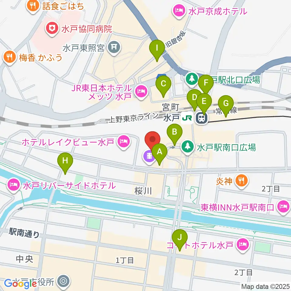 ユナイテッド・シネマ水戸周辺のコンビニエンスストア一覧地図