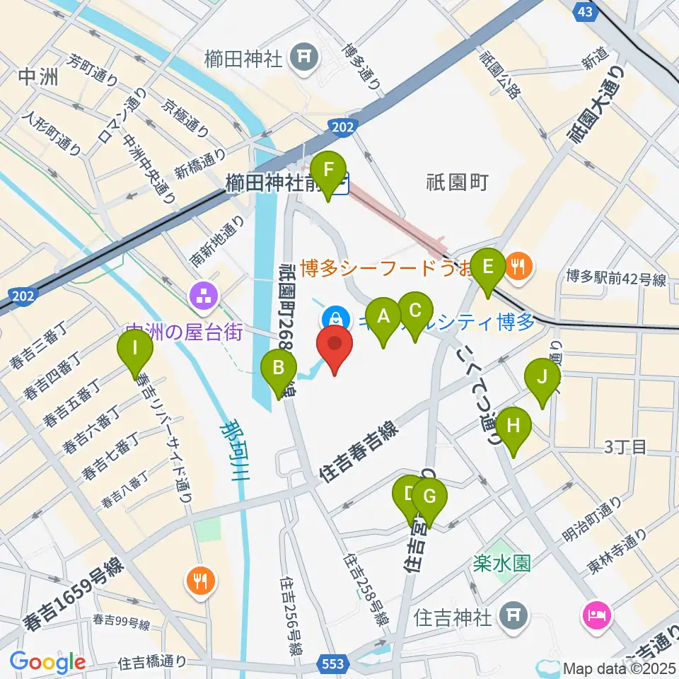 ユナイテッド・シネマ キャナルシティ13周辺のコンビニエンスストア一覧地図